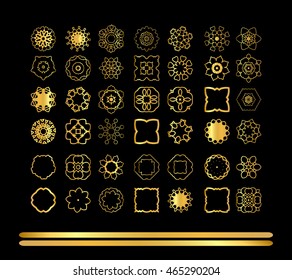 Gold mandala on black background. Ethnic vintage pattern design for your invitations 