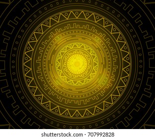 Gold mandala on black background