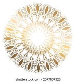 Gold Mandala On A White Background, Vector Illustration.