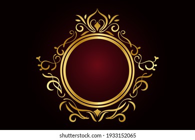 Gold mandala with ring frame, Luxury background, abstract frame background. Black and gold.