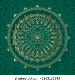 Gold mandala royal pattern. Oriental design for party invitation, wedding, New year greeting, beauty spa salon, save the date, Henna, Mehndi, tattoo. Decorative ornament in ethnic oriental. 