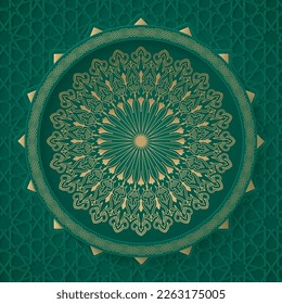 Gold mandala royal pattern. Oriental design for party invitation, wedding, New year greeting, beauty spa salon, save the date, Henna, Mehndi, tattoo. Decorative ornament in ethnic oriental.