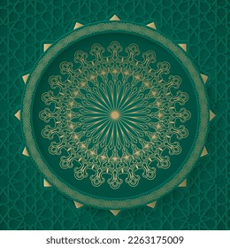 Gold mandala royal pattern. Oriental design for party invitation, wedding, New year greeting, beauty spa salon, save the date, Henna, Mehndi, tattoo. Decorative ornament in ethnic oriental.
