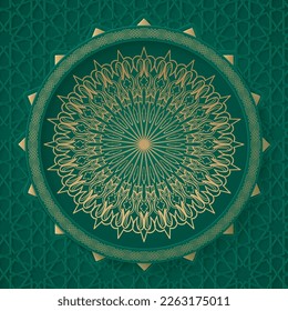 Patrón real de Mandala dorada. Diseño oriental para invitación a fiestas, boda, saludo de Año Nuevo, salón de belleza, salve la fecha, Henna, Mehndi, tatuaje. Ornamento decorativo en la etnia oriental.