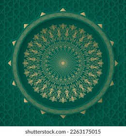 Goldmandala königliches Muster. Orientales Design für die Einladung, Hochzeit, Neujahr Gruß, Schönheitssalon, speichern Sie das Datum, Henna, Mehndi, Tattoo. Dekorative Ornamente im ethnisch-orientalischen Stil.
