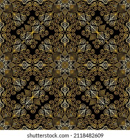 Mandala dorada sin fisuras de adorno floral	
