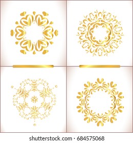Gold mandala set. Oriental vector gold pattern. Vector illustration. Vintage gold round pattern set.