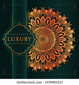 Gold mandala template background with place for text, Vector floral illustration, Mandala template illustration with place for text. Golden flowers background, graphic design