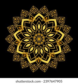 Gold Mandala vector design. Vector luxury ornamental mandala design coloring background in gold color. Elegant vintage mandala vector ornament in classic style. 