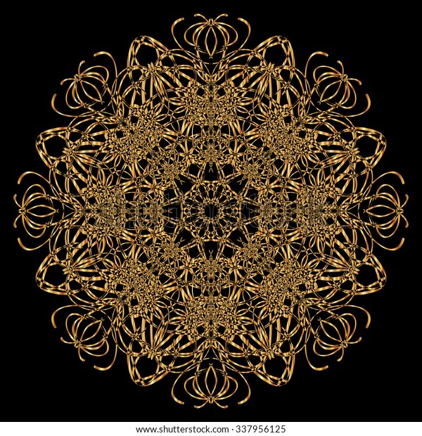 Gold\
mandala.Calligraphic vector design elements on the black\
background. Gold menu and invitation border, round\
frame,divider,page decor. Luxury style\
calligraphic