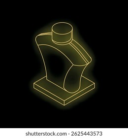 Busto de manequim de ouro isométrico sobre fundo preto, conceito de moda e varejo