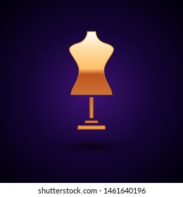 Gold Mannequin icon isolated on dark blue background. Tailor dummy.  Vector Illustration