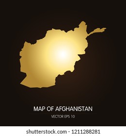 Gold map of Afghanistan-Afghanistan map on a dark background.Vector illustration eps 10.