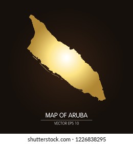 Gold map of Aruba-Aruba map on a dark background.Vector illustration eps 10.