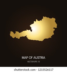 Gold map of Austria-Austria map on a dark background.Vector illustration eps 10.