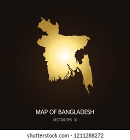 Gold map of Bangladesh-Bangladesh map on a dark background.Vector illustration eps 10.