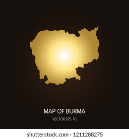 Gold map of Cambodia-Cambodia map on a dark background.Vector illustration eps 10.
