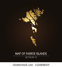 Gold map of Faeroe Islands-Faeroe Islands map on a dark background.Vector illustration eps 10.