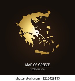 Gold map of Greece-Greece map on a dark background.Vector illustration eps 10.
