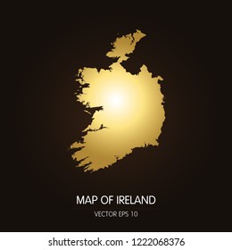 Gold map of Ireland-Ireland map on a dark background.Vector illustration eps 10.