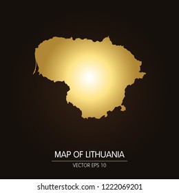 Gold map of Lithuania-Lithuania map on a dark background.Vector illustration eps 10.