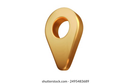 Gold map location pointer. 3d icon of geolocation map location. Realistic vector isolated.