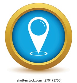 Gold map marker icon on a white background. Vector illustration