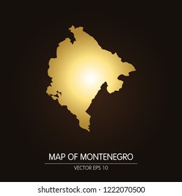 Gold map of Montenegro-Montenegro map on a dark background.Vector illustration eps 10.
