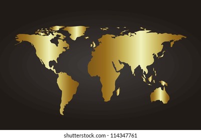 Gold World Map Poster