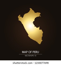Gold map of Peru-Peru map on a dark background.Vector illustration eps 10.