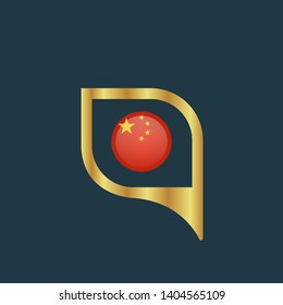 gold map pin with china circle flag