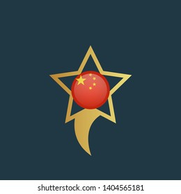 gold map pin with china circle flag