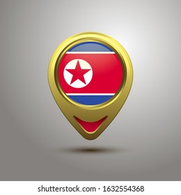 Gold map pin circle flag design, illustration of country location pin, vector graphic design