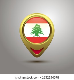 Gold map pin circle flag design, illustration of country location pin, vector graphic design