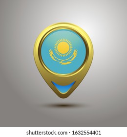 Gold map pin circle flag design, illustration of country location pin, vector graphic design
