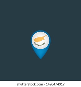 gold map pin with cyprus circle flag 