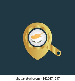 gold map pin with cyprus circle flag 