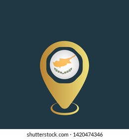 gold map pin with cyprus circle flag 