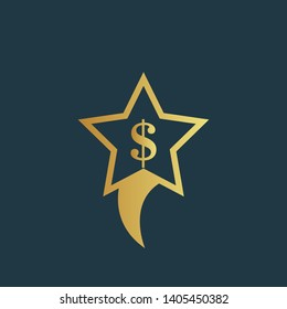 gold map pin with dollar icon. modern graphic design
