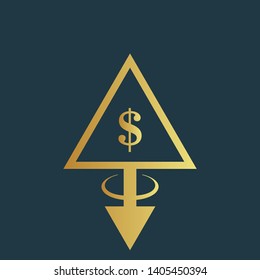gold map pin with dollar icon. modern graphic design