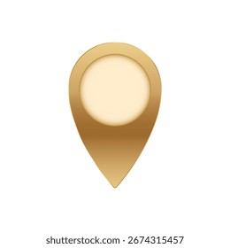 Un icono de pin de mapa dorado con un centro circular, que simboliza un marcador de ubicación en un diseño organizado.