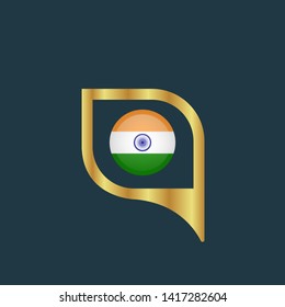 gold map pin with India circle flag 