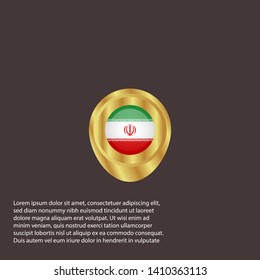 gold map pin with Iran circle flag 