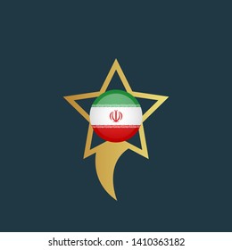 gold map pin with Iran circle flag 