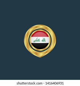 gold map pin with Iraq circle flag 