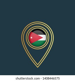 gold map pin with Jordan circle flag
