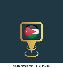 gold map pin with Jordan circle flag