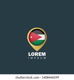 gold map pin with Jordan circle flag