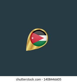 gold map pin with Jordan circle flag