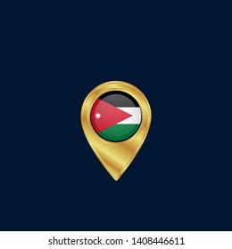 gold map pin with Jordan circle flag